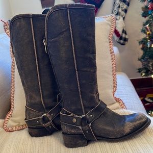 Circle G distressed leather boots black size 7 made in Mexico